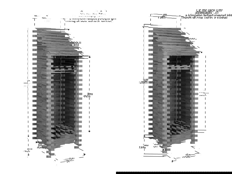 Arbor Garden Solutions Wooden Log Store with Shelf W-79cm, H-126cm or 180cm, D-88cm