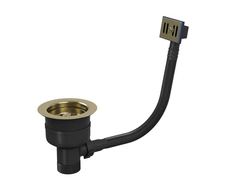 Top-Fix | Basket Strainer Kitchen Sink Waste with Overflow | Brushed Brass Finish