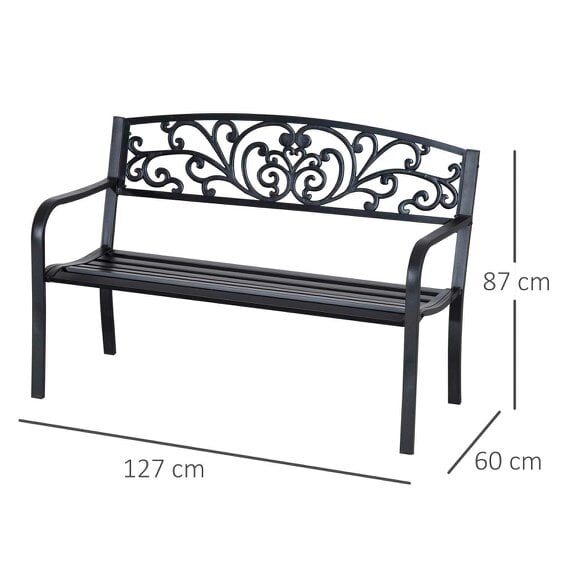 Wyld Haus Saradi Taro Steel Black 2 Seater Outdoor Garden Bench