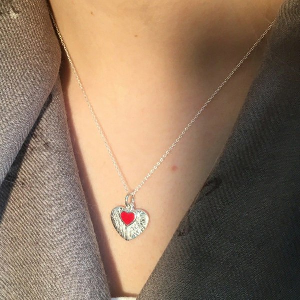 Red Love Heart Sterling Silver Necklace - Reeves & Reeves