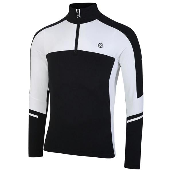 Dare 2B Mens Speed Core Stretch Half Zip Base Layer Top - Black/White - 