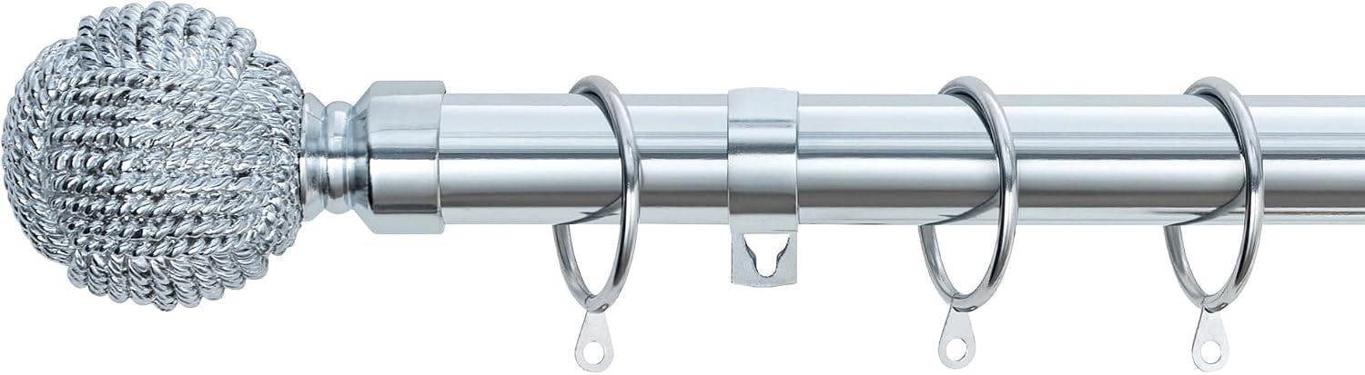 A.Unique Home Knotted Ball Extendable Curtain Pole (25/28mm) (Nickel,70cm - 120cm)