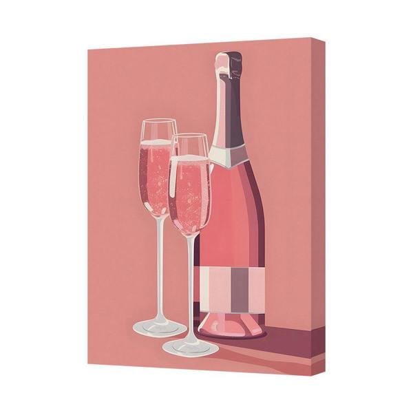 Benjamin Tate Design Champagne Bottle and Glasses Canvas Wall Art Print