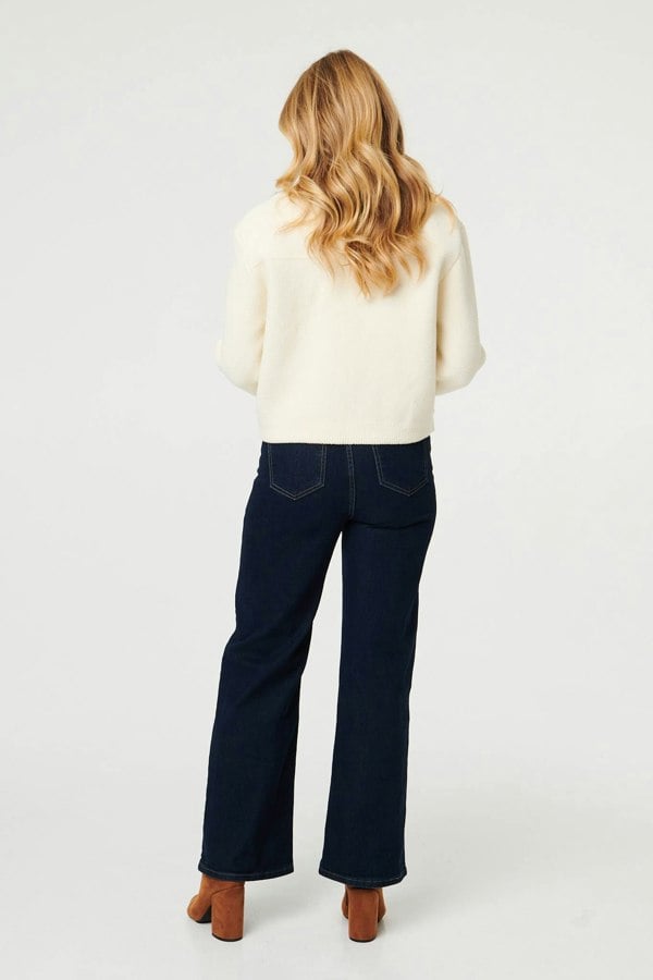 Black | Denim Contrast Texture Boxy Jacket
