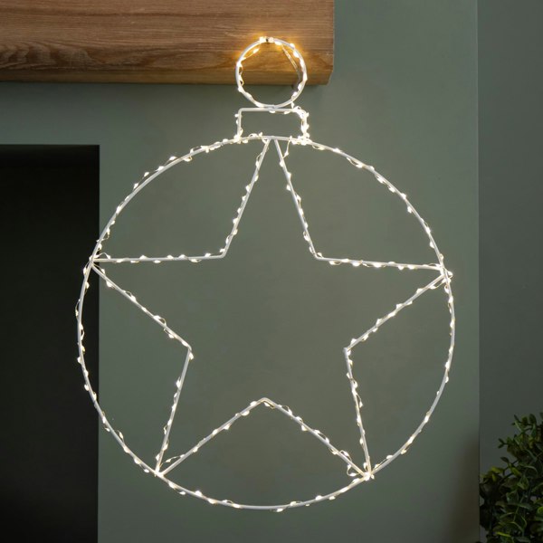 Samuel Alexander 48cm Light up Hanging Christmas Star Bauble with 236 Warm White LEDs