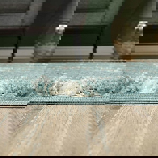 Trellis Design Thick Shaggy Area Rugs Duck Egg Blue