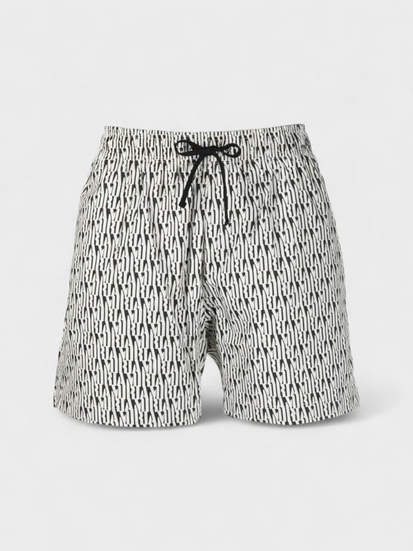 Amiri All Over Swim Trunk Black White