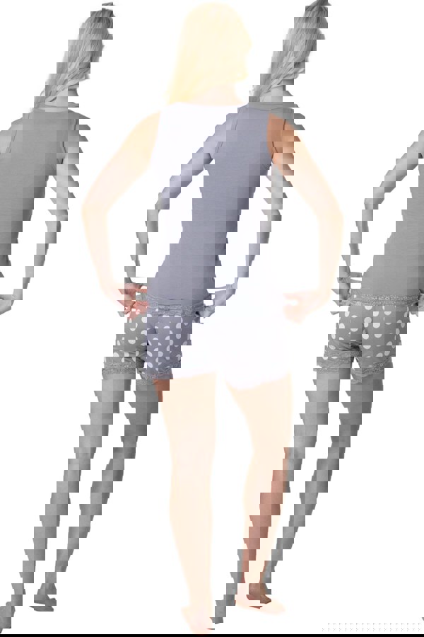 Camille Grey Lightweight 100% Cotton Plain Sleeveless Top Pyjama Set With Lace Detailing