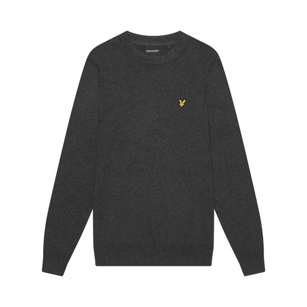 Lyle & Scott Mens Cotton Merino Crew Neck Jumper - Charcoal Marl