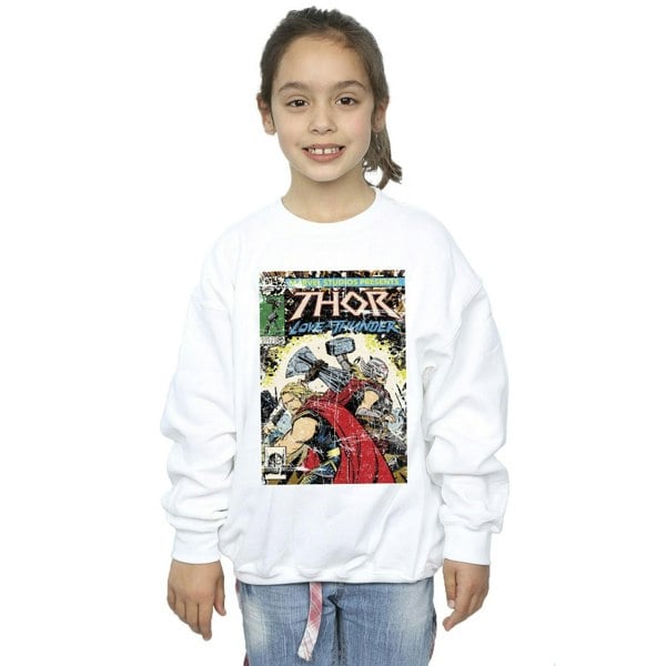 Marvel Girls Thor Love And Thunder Vintage Poster Sweatshirt - White