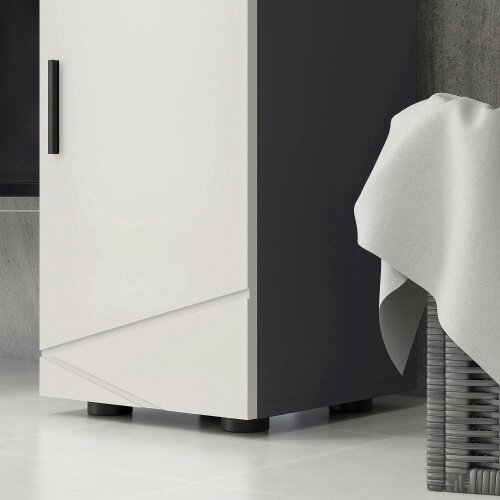 Wyld Haus Gazzeta Slim Grey Bathroom Storage Cabinet With Drawer Cupboard Adjustable Shelves And Soft Close Door