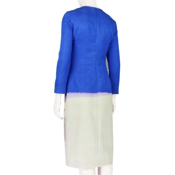 Dries Van Noten slim fitting abstract flower dress with textured concentric pattern