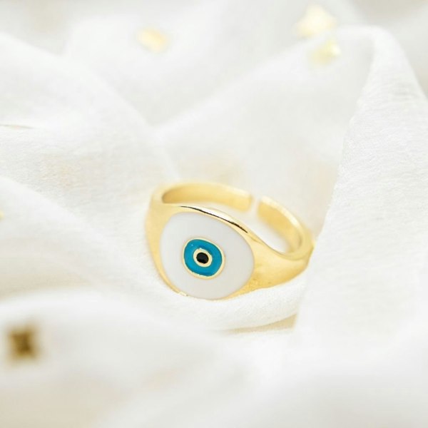 The Colourful Aura Adjustable Devil Evil Eye Turkish Boho Protection Nazaria Ring