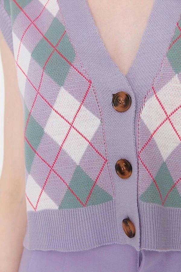 WOVCOR Crop V-Neck Knit Vest