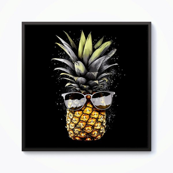 Warren Reed Splash Art Pineapple In Glasses Framed Canvas