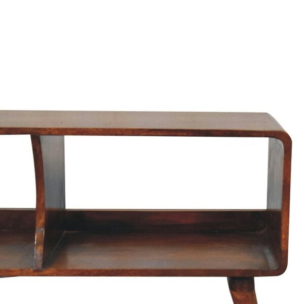 Artisan Furniture Solid Wood Curved Chestnut Double Slot Media Unit, Brown