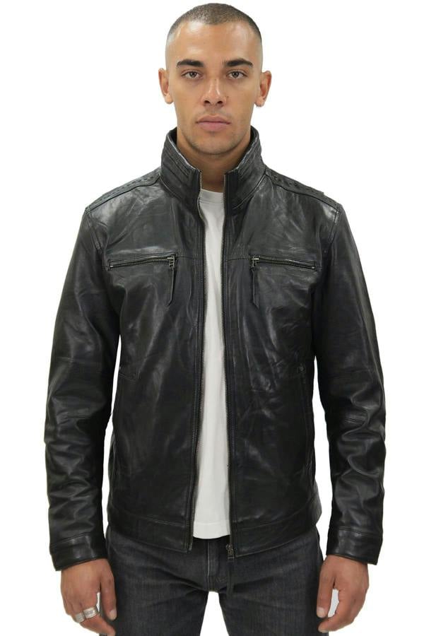 Infinity Leather Mens Classic Leather Biker Jacket-Caracas
