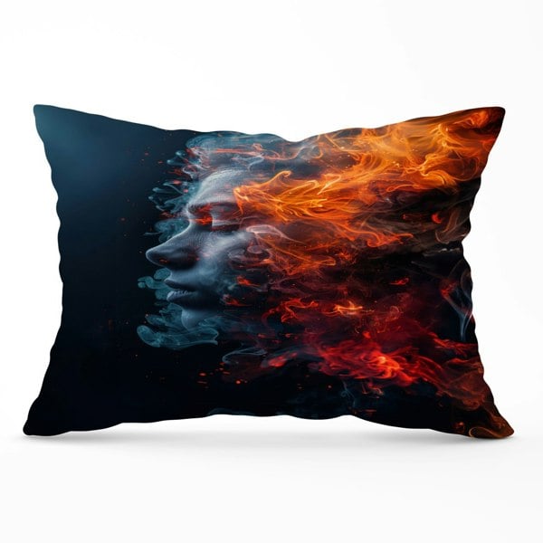 Warren Reed Fiery Mindscape: Portrait In Flames Cushions