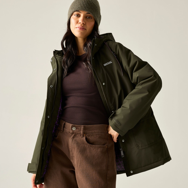 Regatta Womens/Ladies Orla Kiely Insulated Waterproof Jacket - Brown Shadow/Eccentric Purple