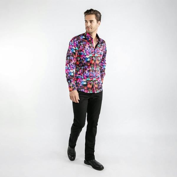 VEGAS AT NIGHT PRINT SHIRT - Premium Men's Patterned Shirt by Claudio Lugli | Bold Design, Tailored Fit, Best Printed Shirts