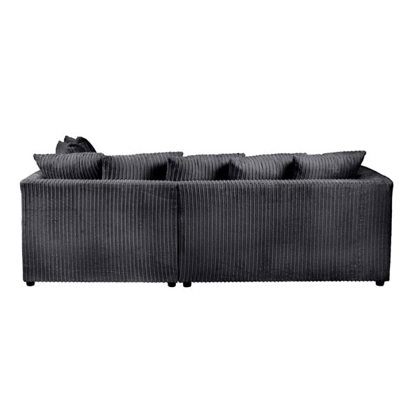 SQUAREBOXX Dylan Jumbo Cord 4 Seater Fabric Corner Sofa in Black
