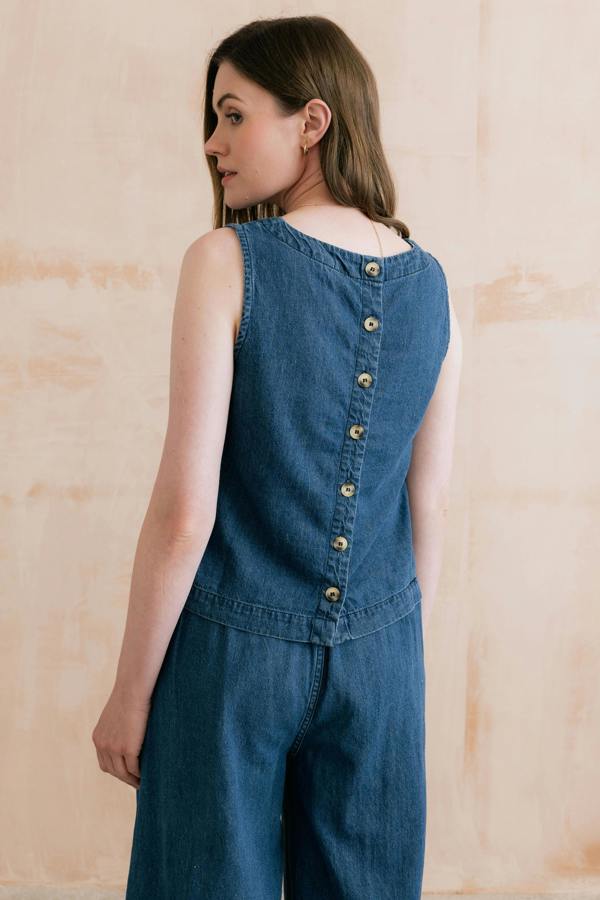 Lily & Me Cora Denim Button Back Vest