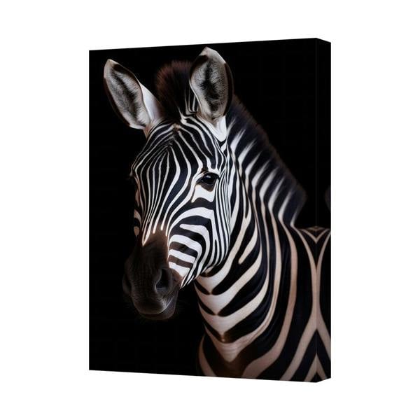 Benjamin Tate Design Zebra Canvas Wall Art Print Black Background Modern Home Decor