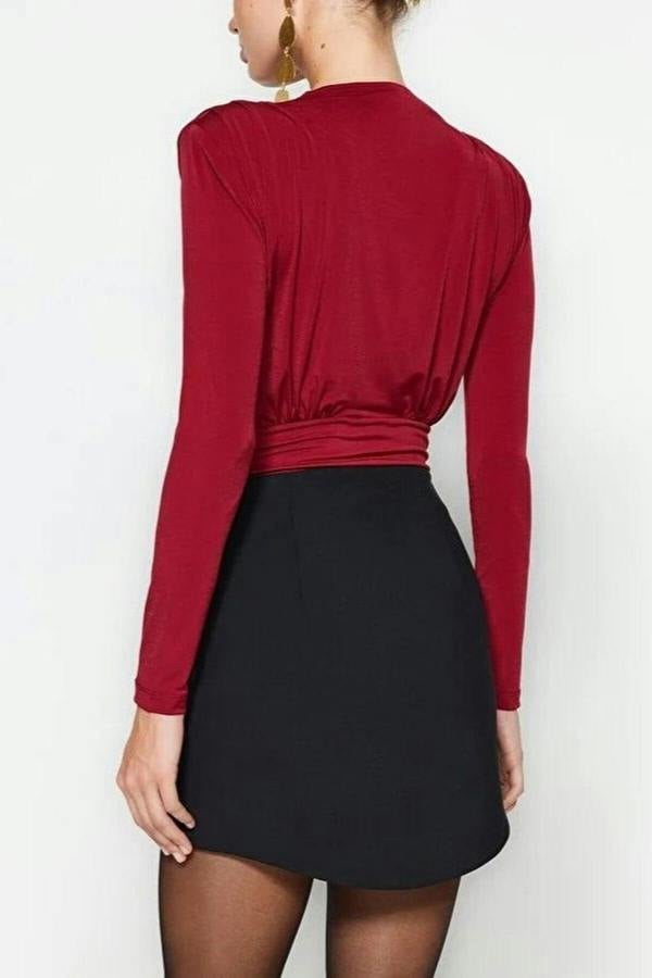 WOVCOR Knit Bodysuit with Drape Detail