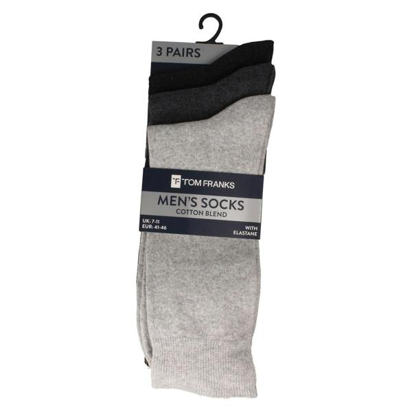 Tom Franks Mens 3 Pack Tom Franks Cotton Blend With Elastane Socks SK601