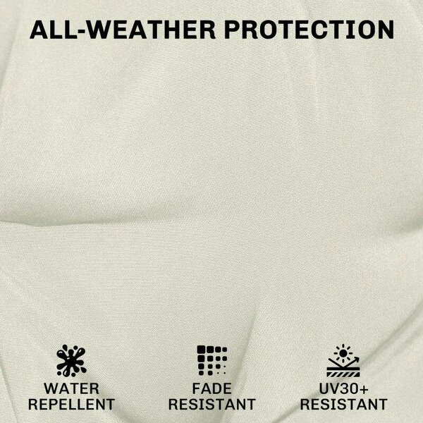 Outdoor Chair Seat Cushions Set of 2, Garden Chair Cushions with 7cm Thick Foam & Ties, Cream White