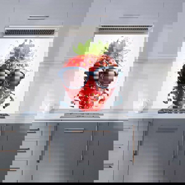 Warren Reed - Designer Strawberry In Glasses Kitchen Splashback
