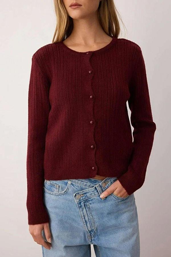 WOVCOR 2-Piece Square Neck Cardigan-Blouse Knit Set with Lace Garnish