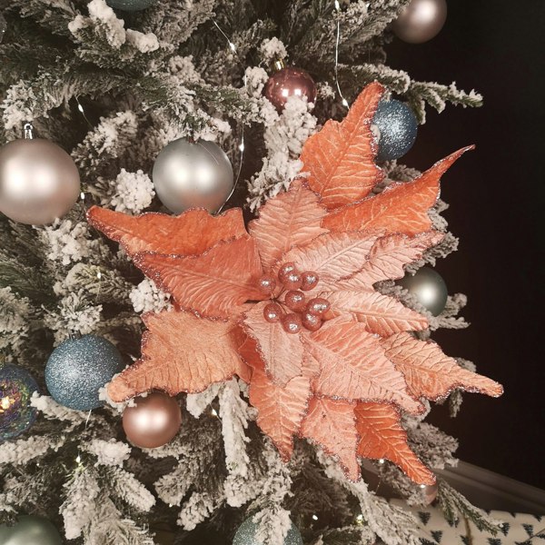 Samuel Alexander 68cm Frosted Light Coral Pink Poinsettia Stem Christmas Decoration
