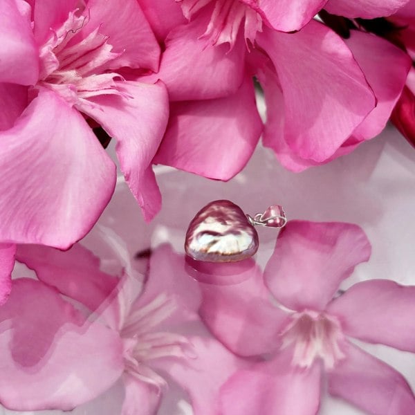Heart pearl pendant, unique baroque heart shaped pear charm by LENAE London.