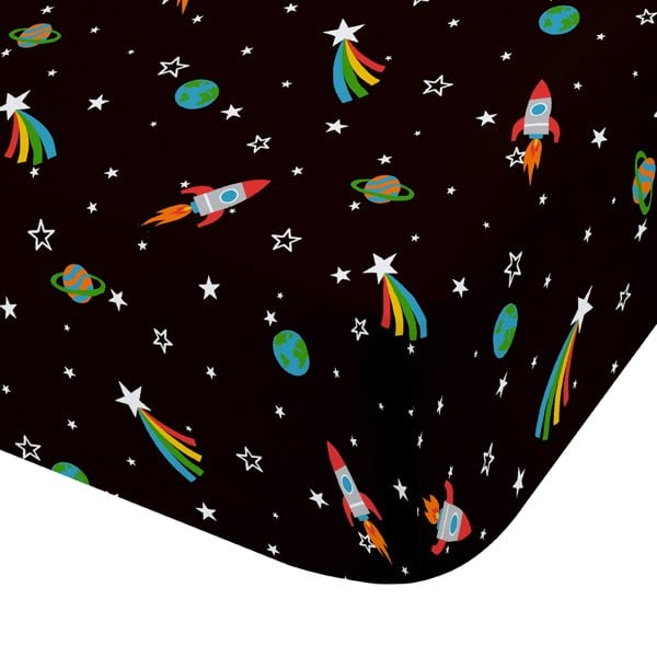 Catherine Lansfield Rainbow Rockets Fitted Sheet Black