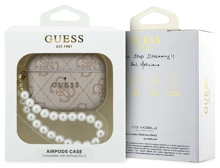 Guess 4G Classic Logo Case with Pearl Strap for Airpods Pro 3 Pink - GUAP3P4E4PSP