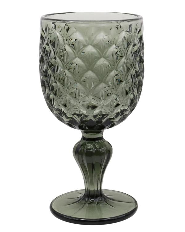 Elvida Interiors Coloured Embossed Wine Goblet Set