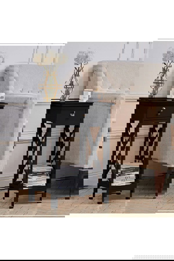 Living and Home 55.5cm H One Drawer Wooden  Bedside Table Night Stand with Shelf