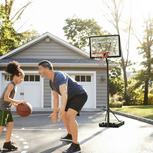 Bobobiy Portable Adjustable Basketball Hoop Stand with Wheels, 10ft Backboard for Outdoor Use
