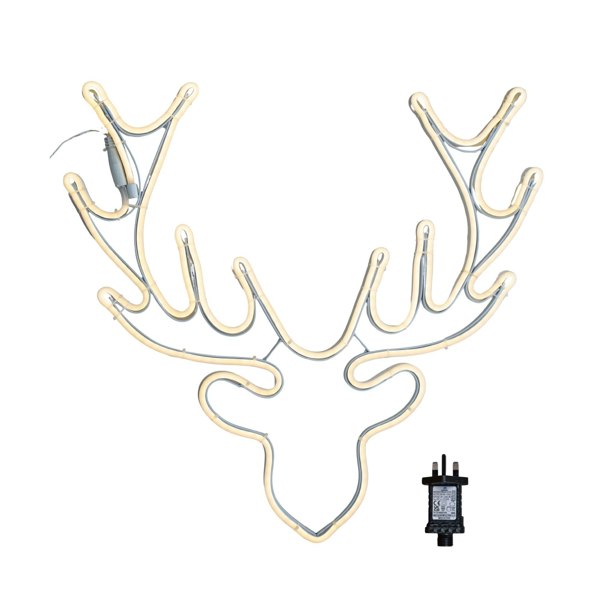 Samuel Alexander 58cm Light up Neon Flex Christmas Reindeer Head with Warm White LEDs