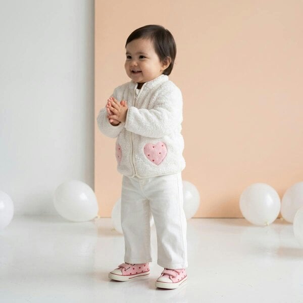 Mini Cuddles Heart Pocket Jacket (White)
