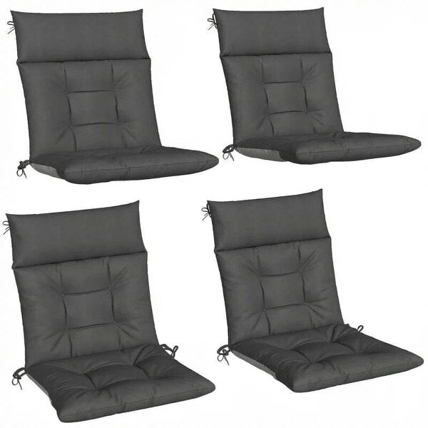 Patio Chair Cushions Set of 4, Waterproof Non-Slip Lounge Chair Cushions, 112x53cm, Dark Grey
