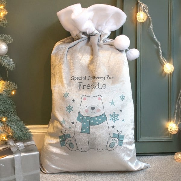 Personalised Memento Company Personalised Polar Bear Christmas Sack