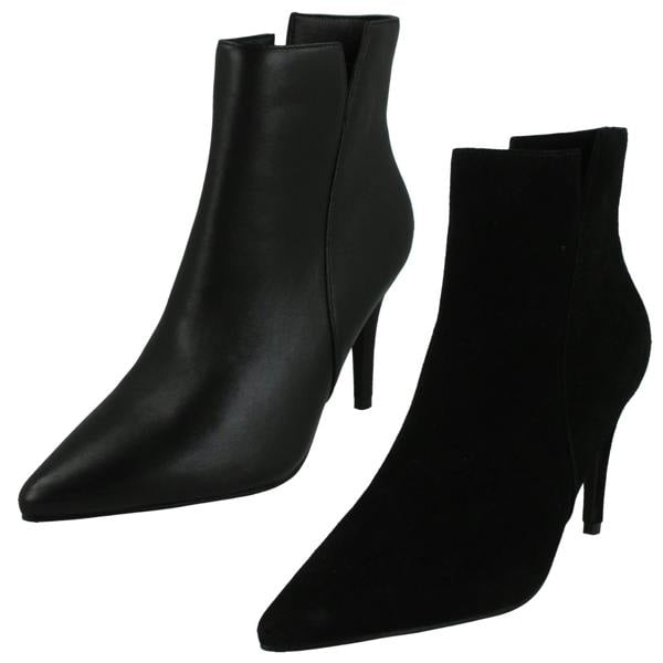 Spot On Ladies Spot On High Heel Leather Ankle Boots with Inside Zip F51212