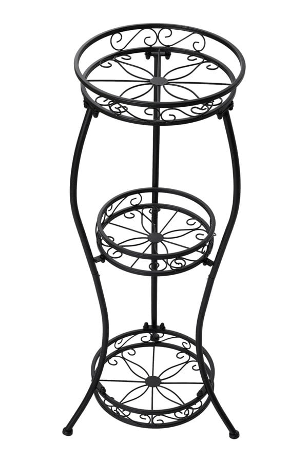 Living and Home 3-Tier Black Iron Plant Stand