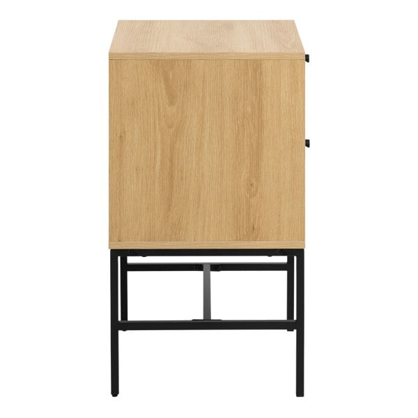 Furniture To Go Albany 2 Drawer Bedside Table in Oak/Black Legs