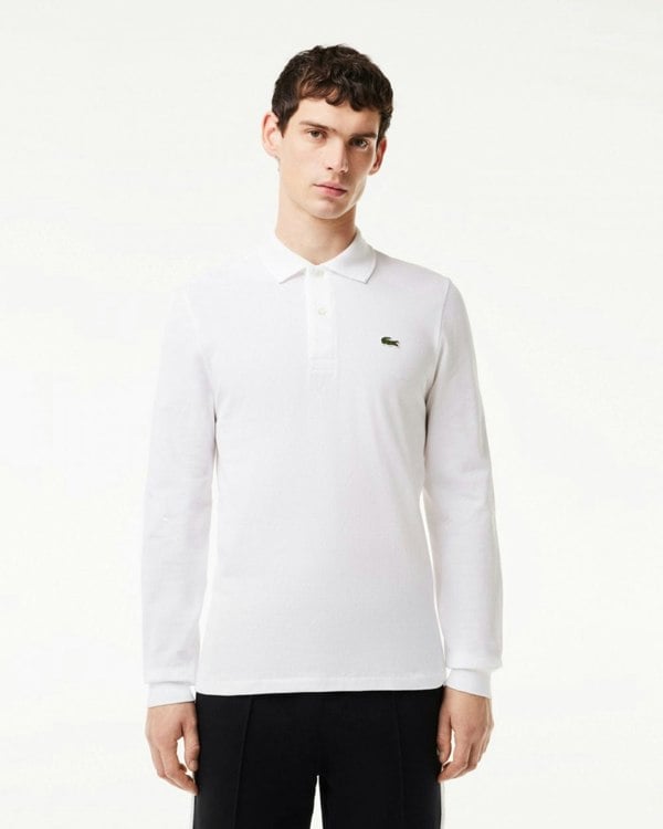 Lacoste Original L.12.12 Mens Long Sleeve Cotton Polo Shirt - White 001