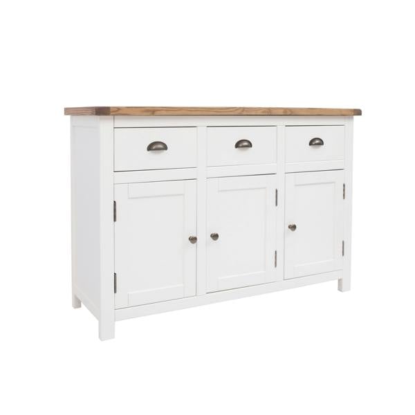 Cabinet Bits Lovere Off White 3 Drawer 3 Door Sideboard Brass Cup Handle