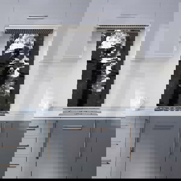 Warren Reed - Designer Fragmented Silhouette in Black and White Kitchen Splashback