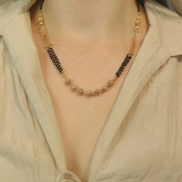 The Colourful Aura Gold Black Beaded Indian Asian Nazar Mangalsutra Choker Necklace